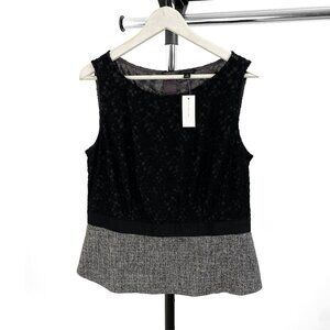Ann Taylor Women's Formal Top - Black Lace Fabric, Zipper Back, Size 12, New